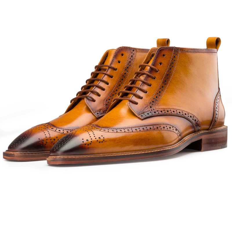 Tan Wingtip Brogue Chukka Boots