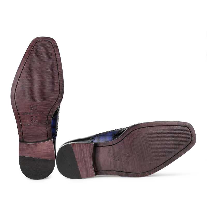 Amato Handpainted Black & Blue Check Brogues