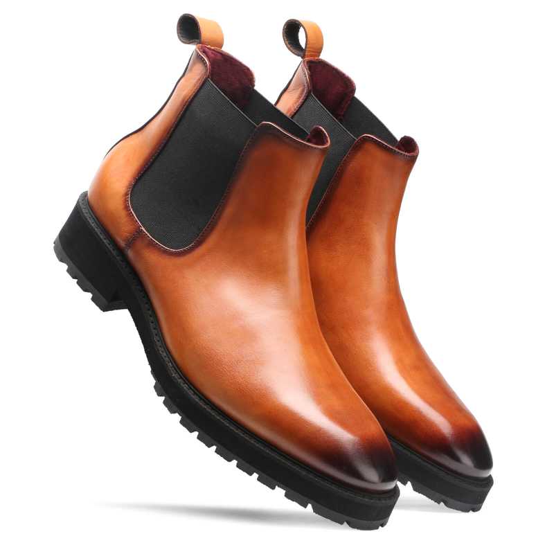 The Okley Tan Luxury Chelsea Boots - men's shoes, view 1