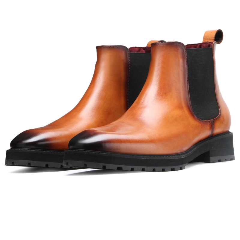 The Okley Tan Luxury Chelsea Boots - men's shoes, view 3