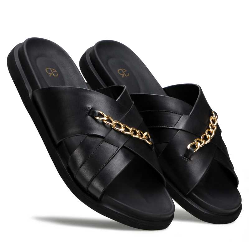 The Orchard Cross Slippers in Black