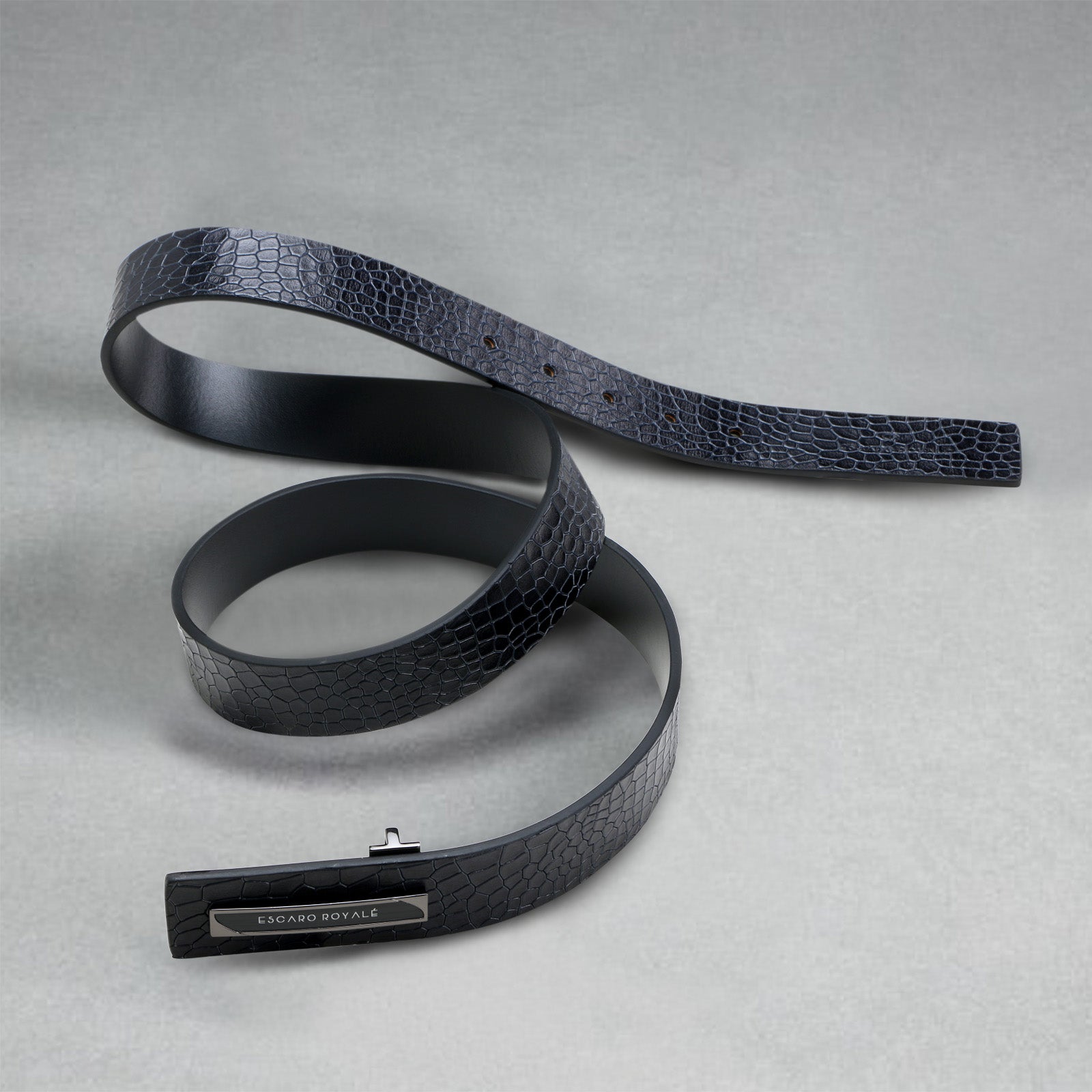 AZEL CROCO Men's Luxury Leather Belt in Blue