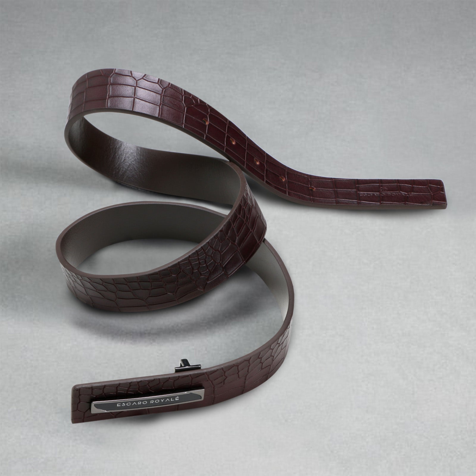AZEL CROCO Men's Luxury Leather Belt in Wine