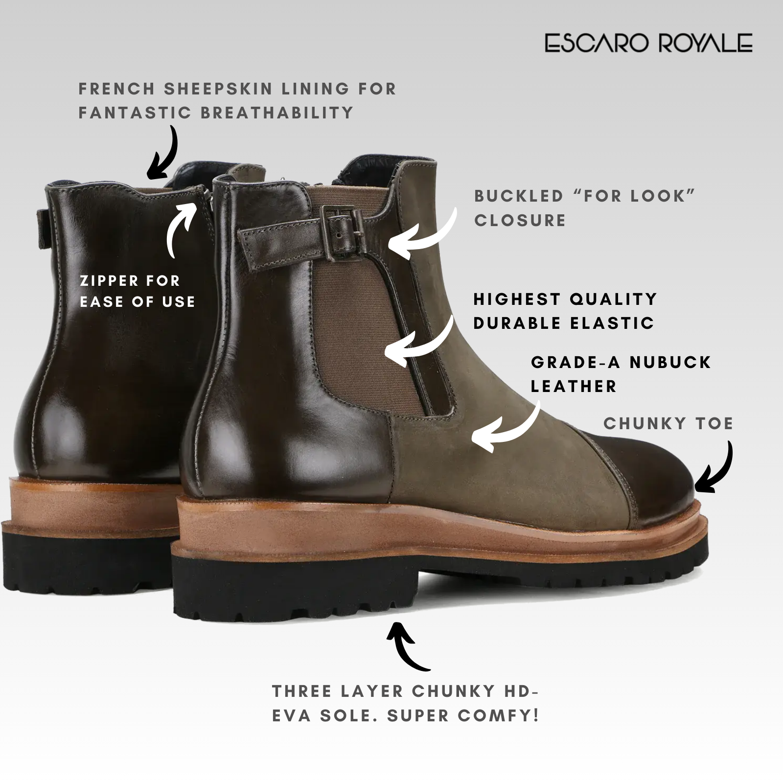 Escaro Royale Maurice Zipper Boots