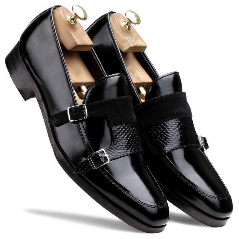 The Erikson Double Monk Designer Slip On In Black