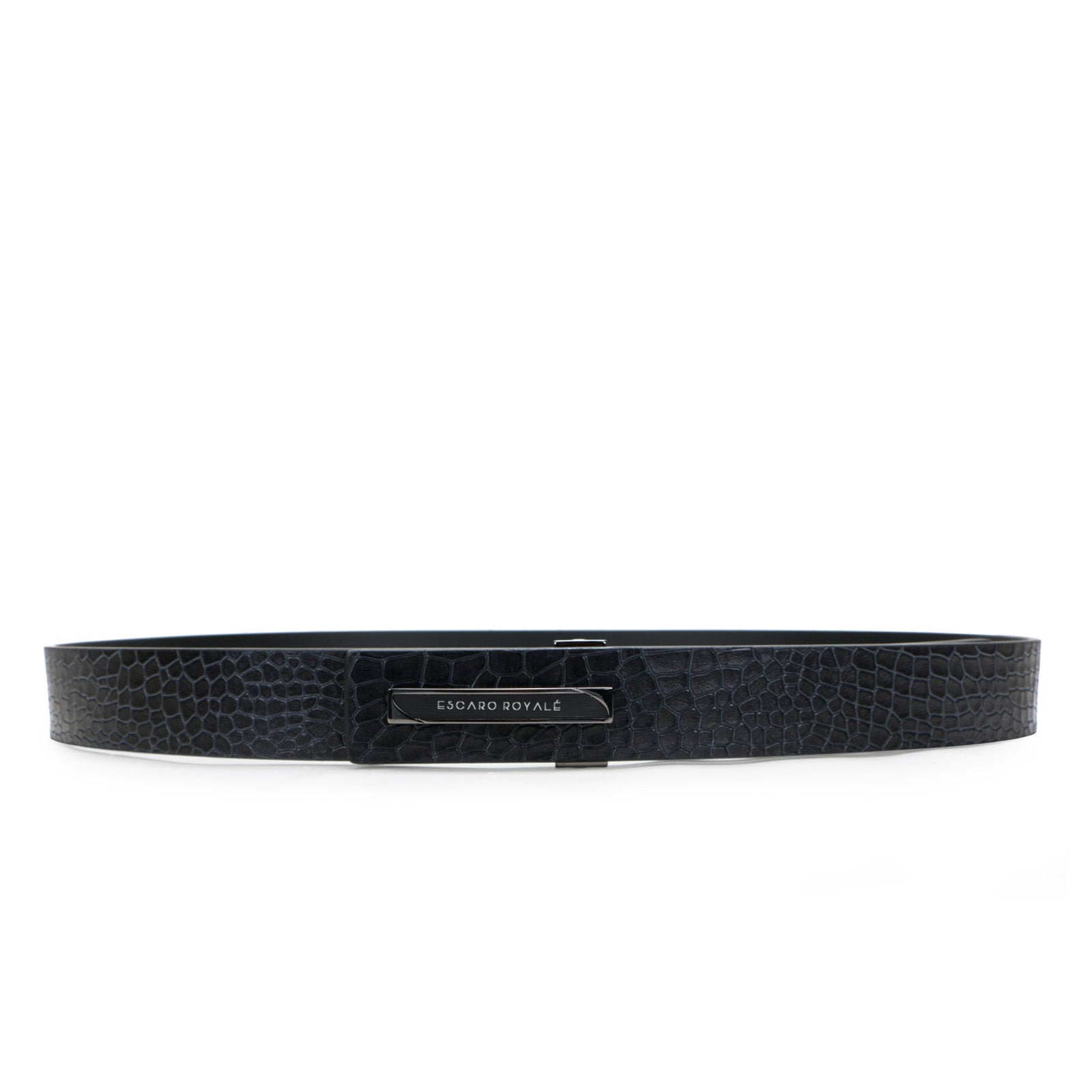 AZEL CROCO Men's Luxury Leather Belt in Blue