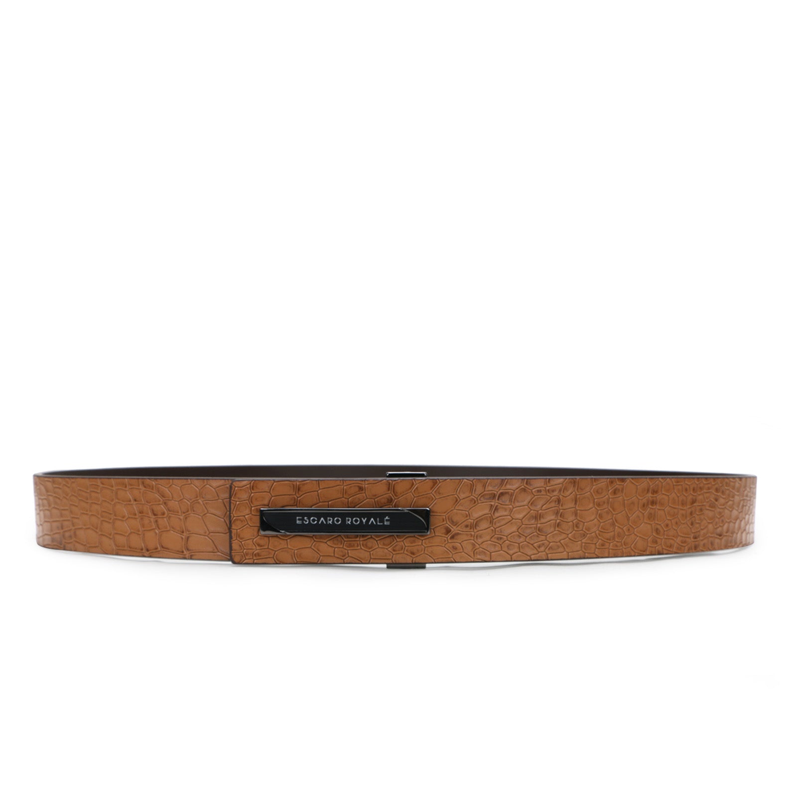 AZEL CROCO Men's Luxury Leather Belt in Tan