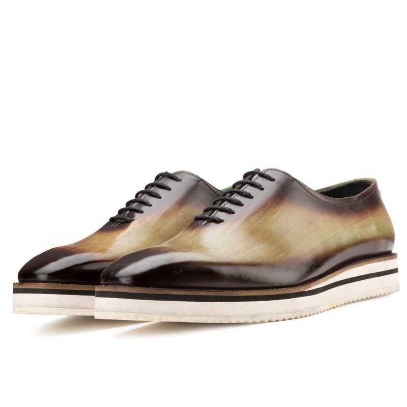 The Amerigo Wholecut Oxford in Green Burnish / clearance
