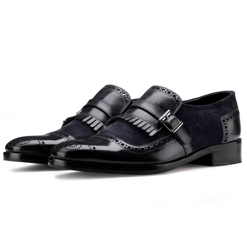 The Marco Dual Textured Kiltie Monkstrap in Blue / clearance
