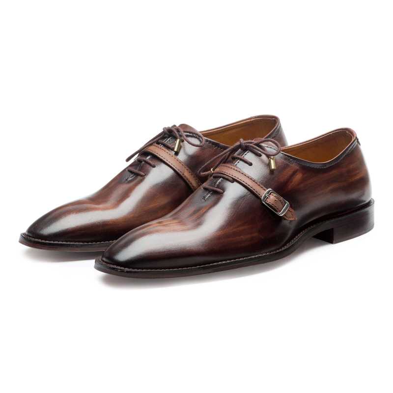 Thin-Strap Dark Brown Wooden Oxford - men's leather shoes, view 3