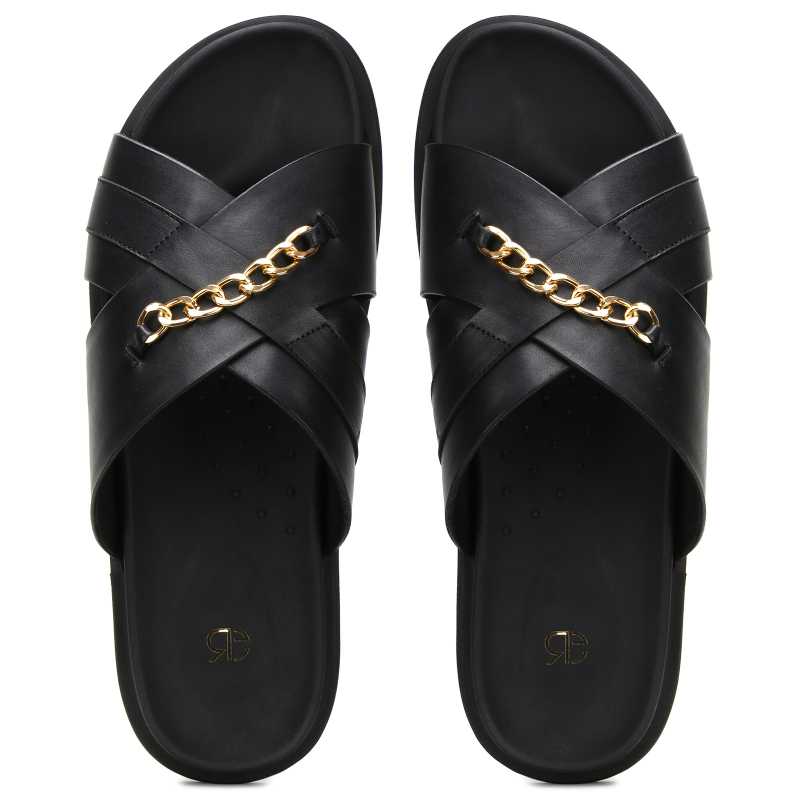 The Orchard Cross Slippers in Black