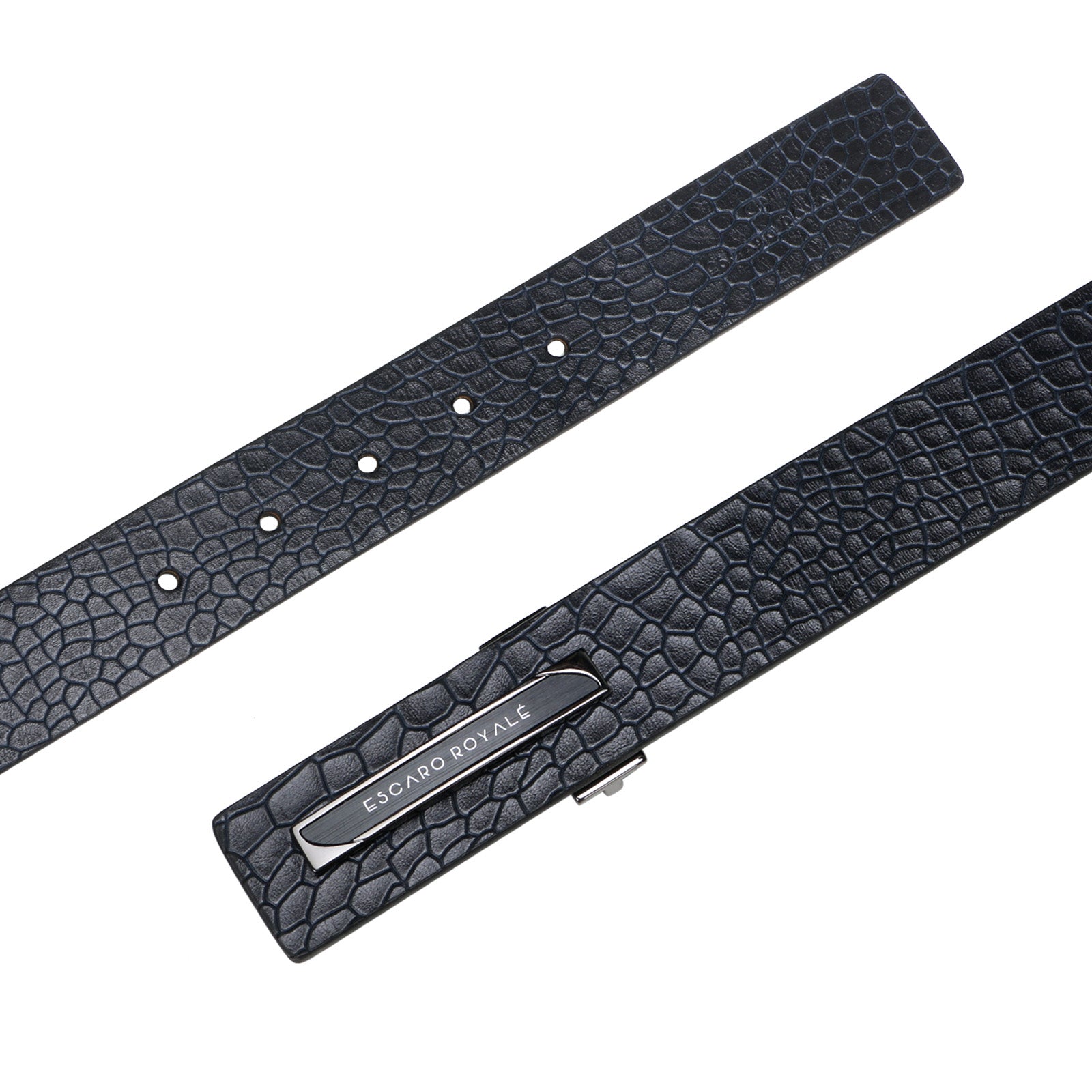 AZEL CROCO Men's Luxury Leather Belt in Blue