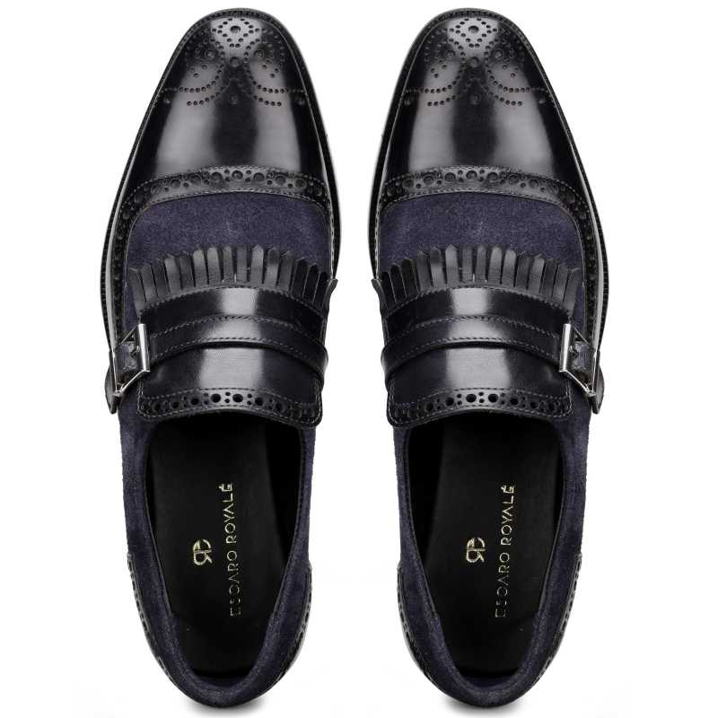 The Marco Dual Textured Kiltie Monkstrap in Blue / clearance