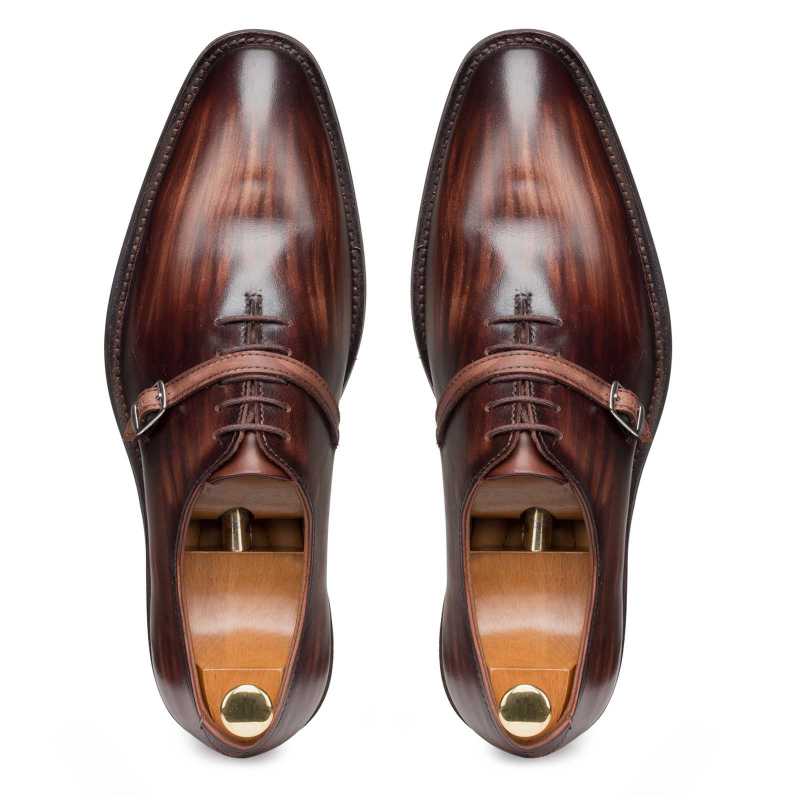 Thin-Strap Dark Brown Wooden Oxford - men's leather shoes, view 6