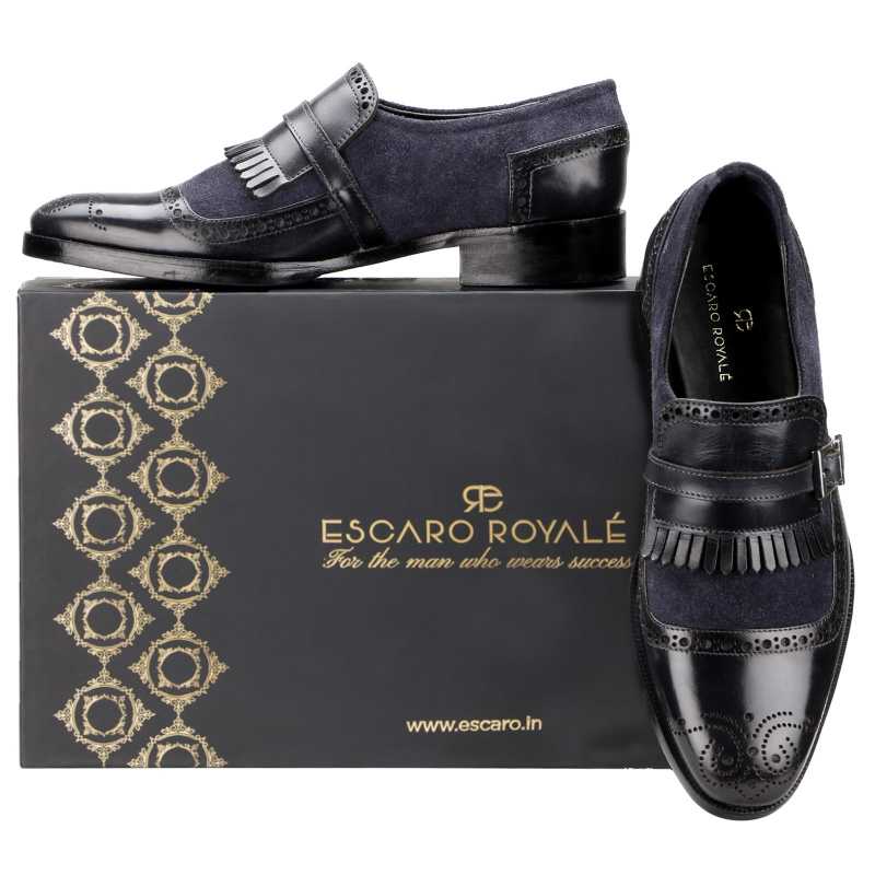 The Marco Dual Textured Kiltie Monkstrap in Blue / clearance