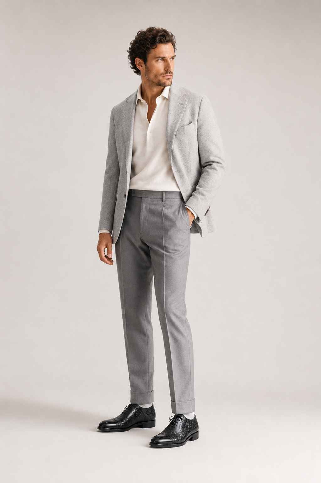Florentine Handtooled Cap-Toe Oxford In Black