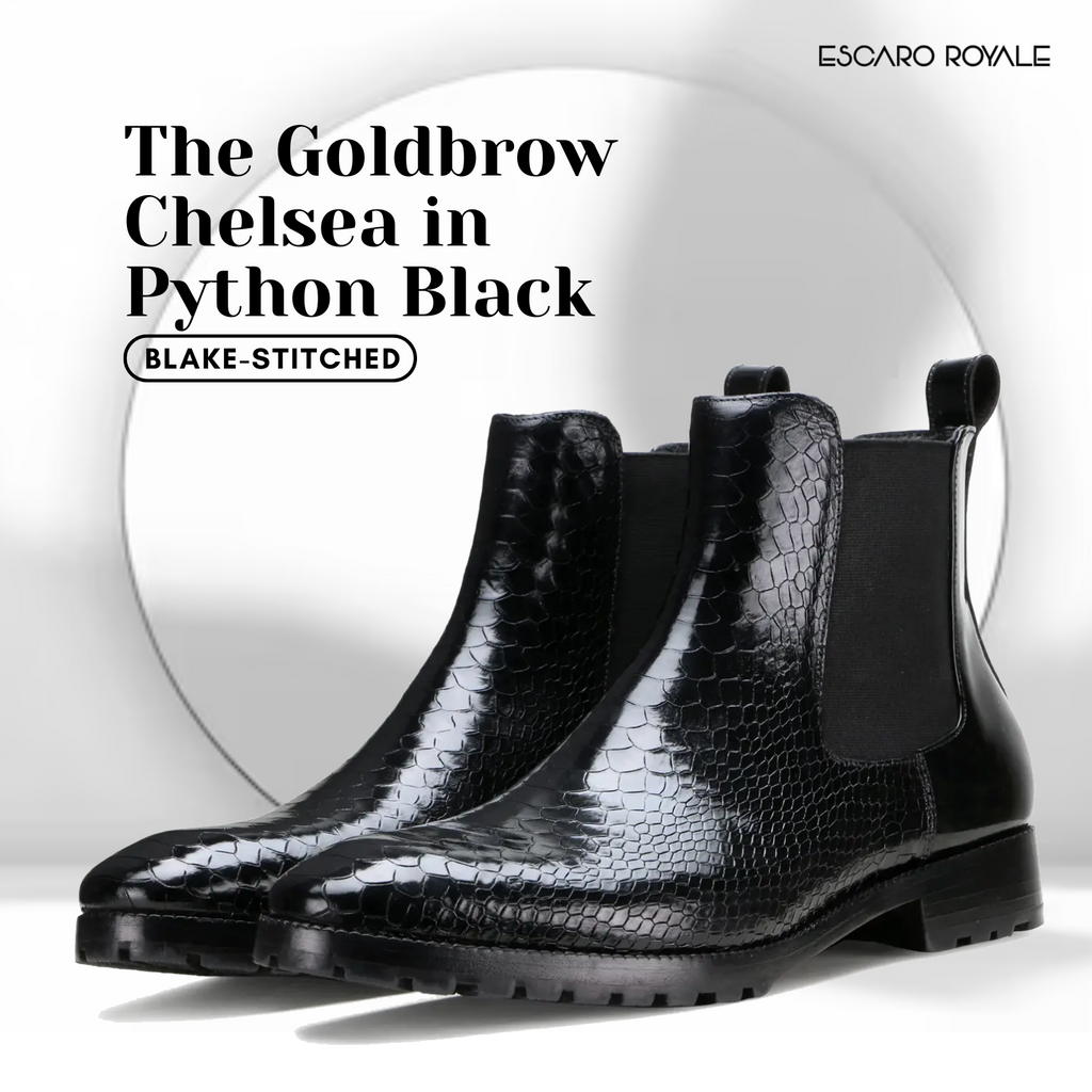 Goldbrow Embossed Chelsea Boots in Black