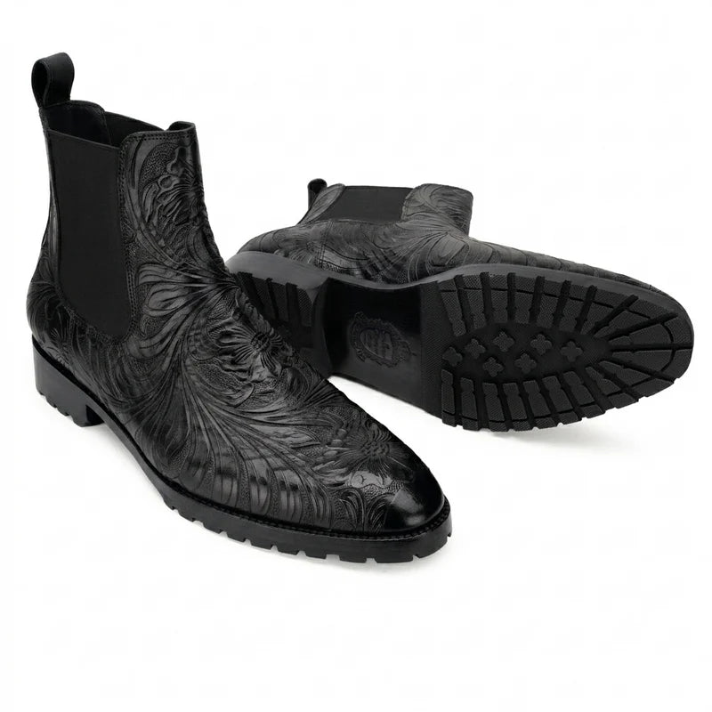 Florentine Handtooled Chelsea Boot In Black