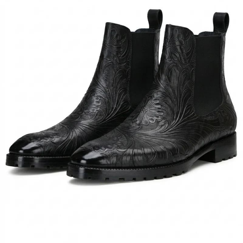 Florentine Handtooled Chelsea Boot In Black