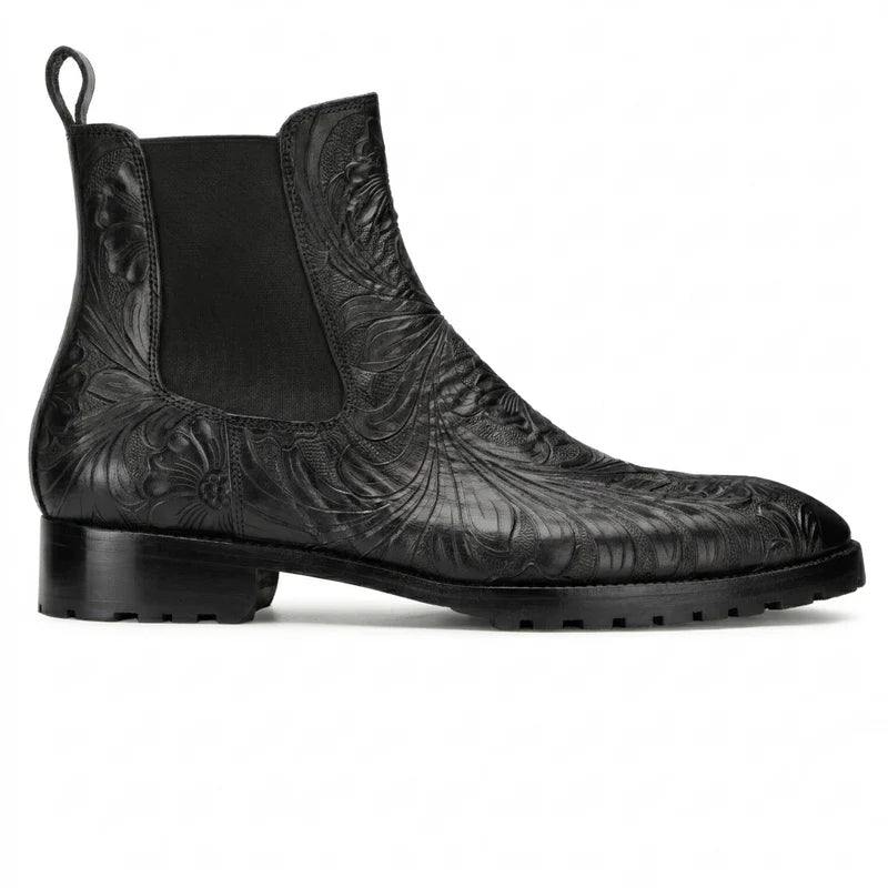 Florentine Handtooled Chelsea Boot In Black