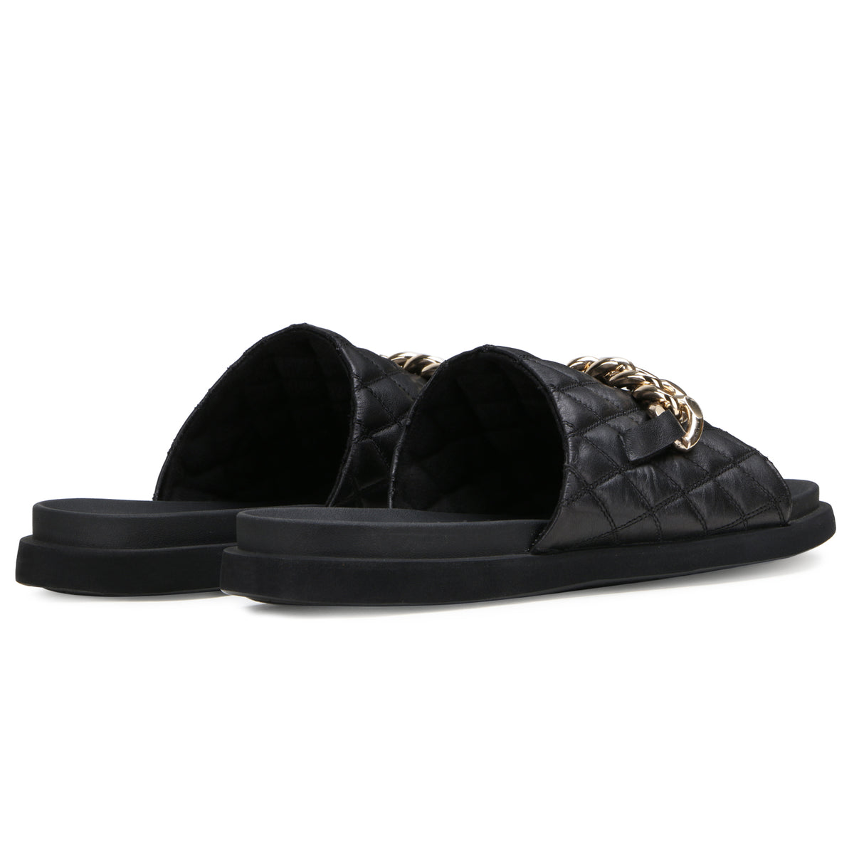 The Raffles quilted Sliders in Black