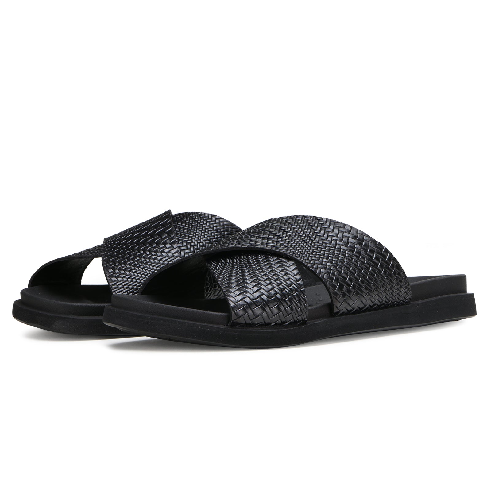 The Stevens Weaved Slippers in Black