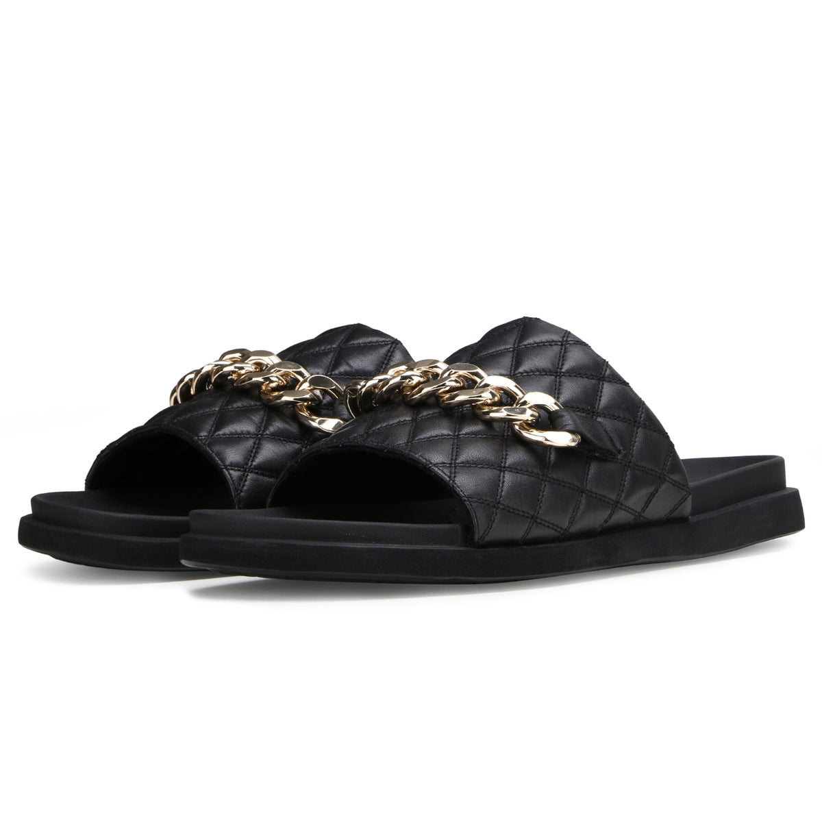 The Raffles quilted Sliders in Black