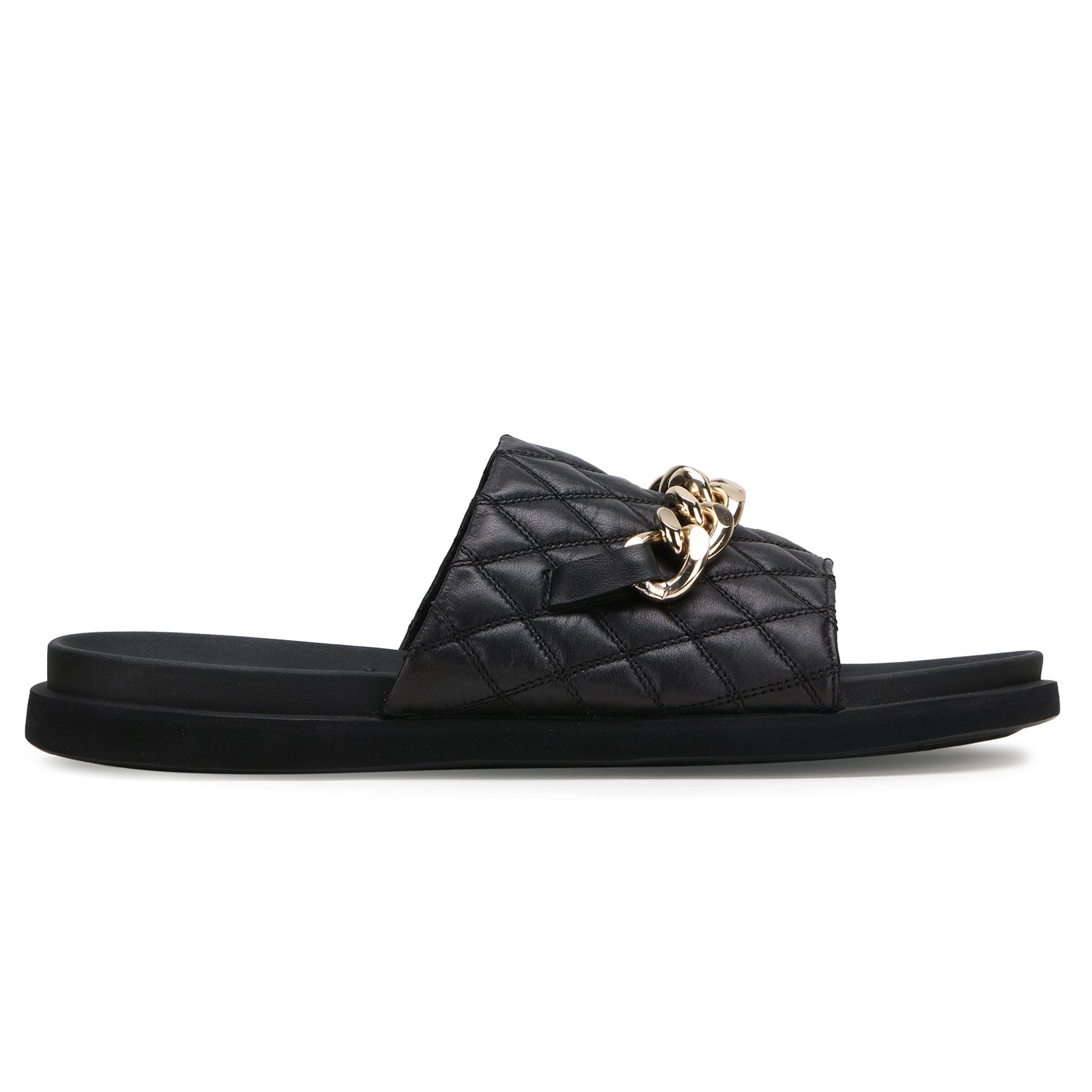 The Raffles quilted Sliders in Black