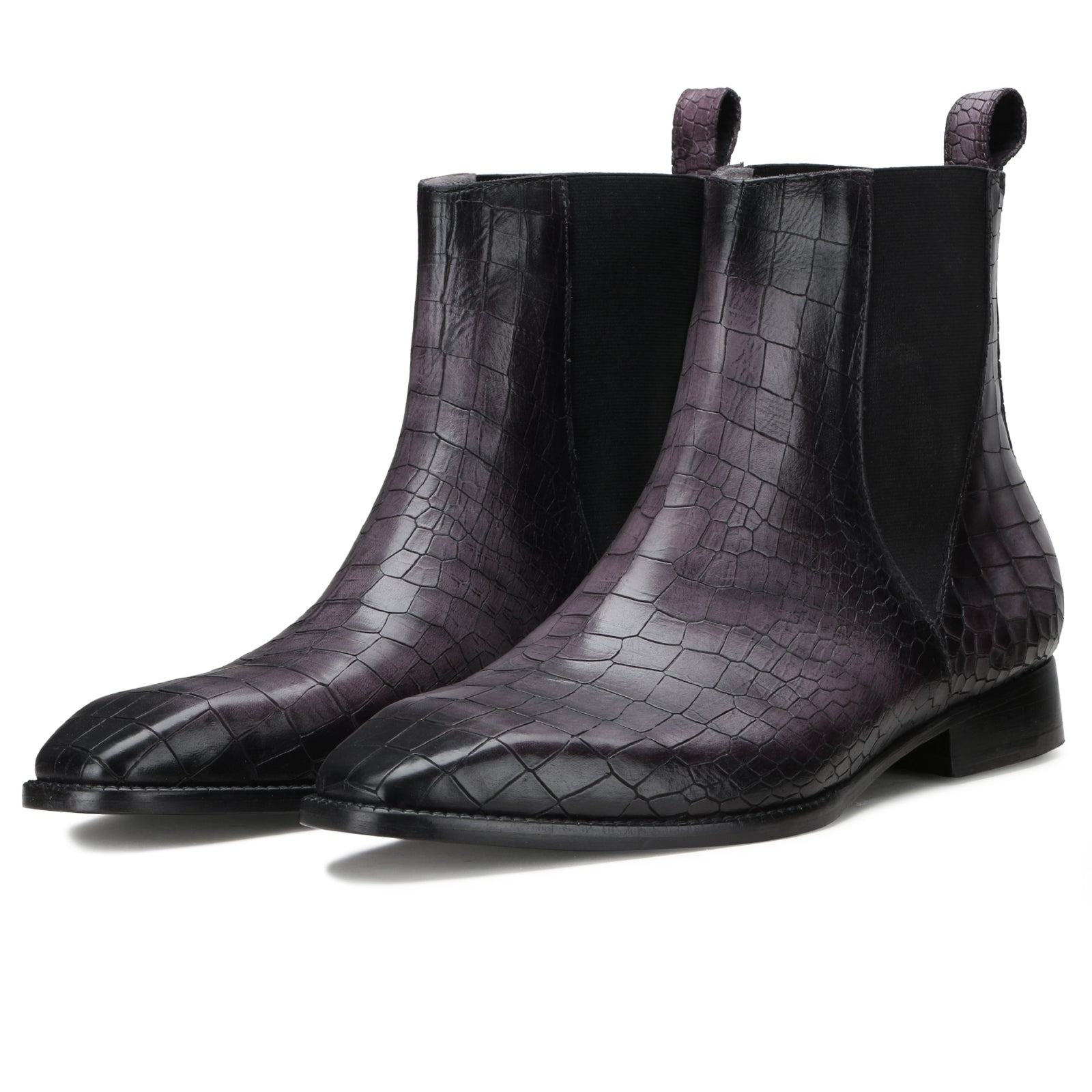 Maulen Chelsea Boots in Gray Noir Patina