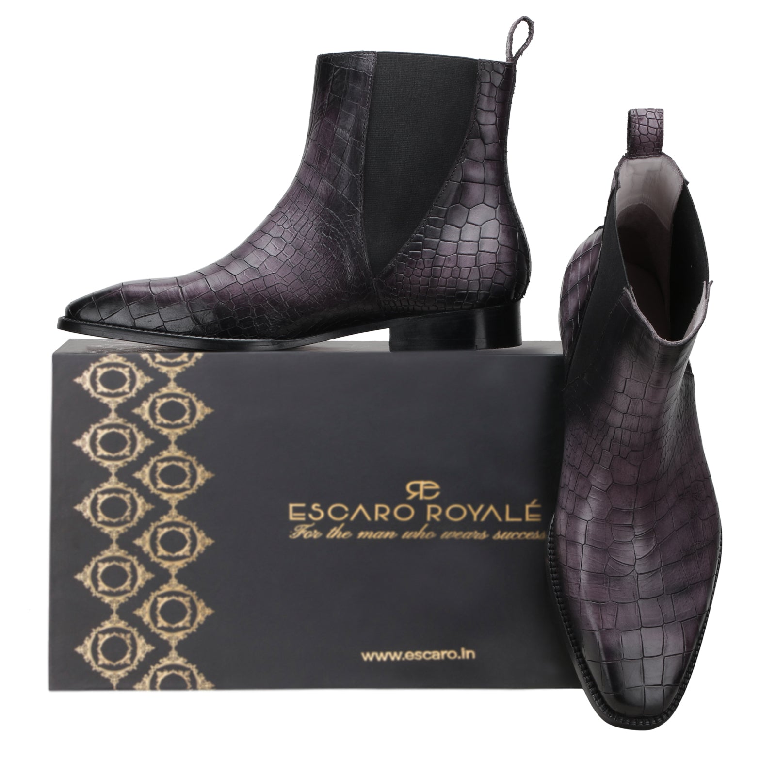 Maulen Chelsea Boots in Gray Noir Patina