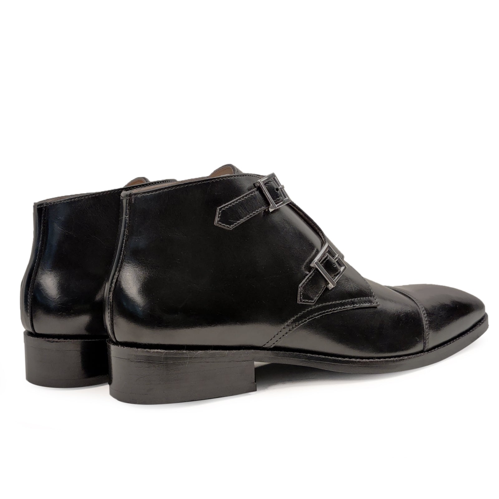 Bond Double Monk Captoe Boots in Black