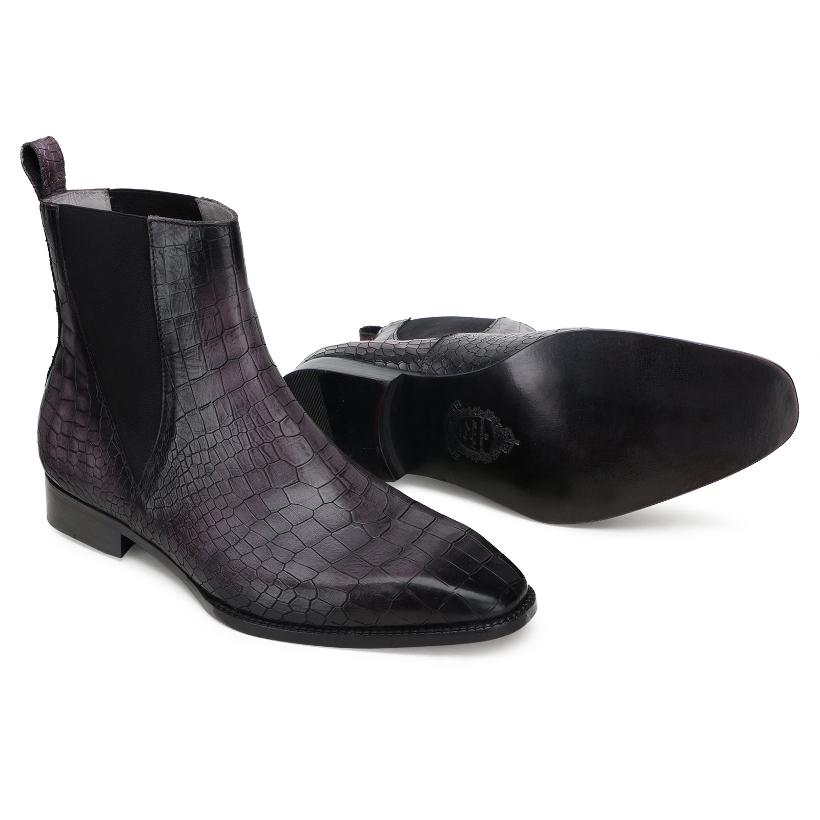 Maulen Chelsea Boots in Gray Noir Patina