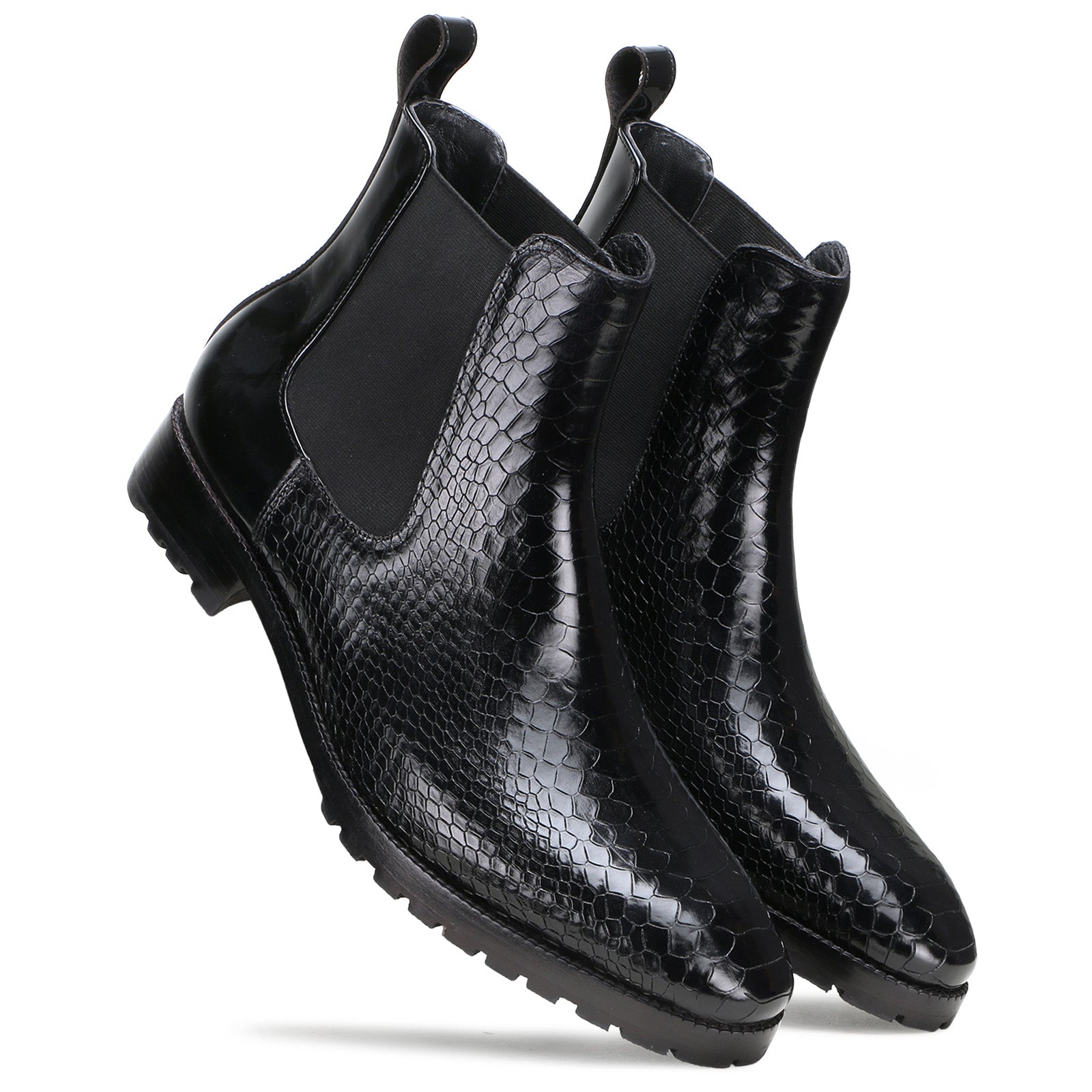 Goldbrow Embossed Chelsea Boots in Black