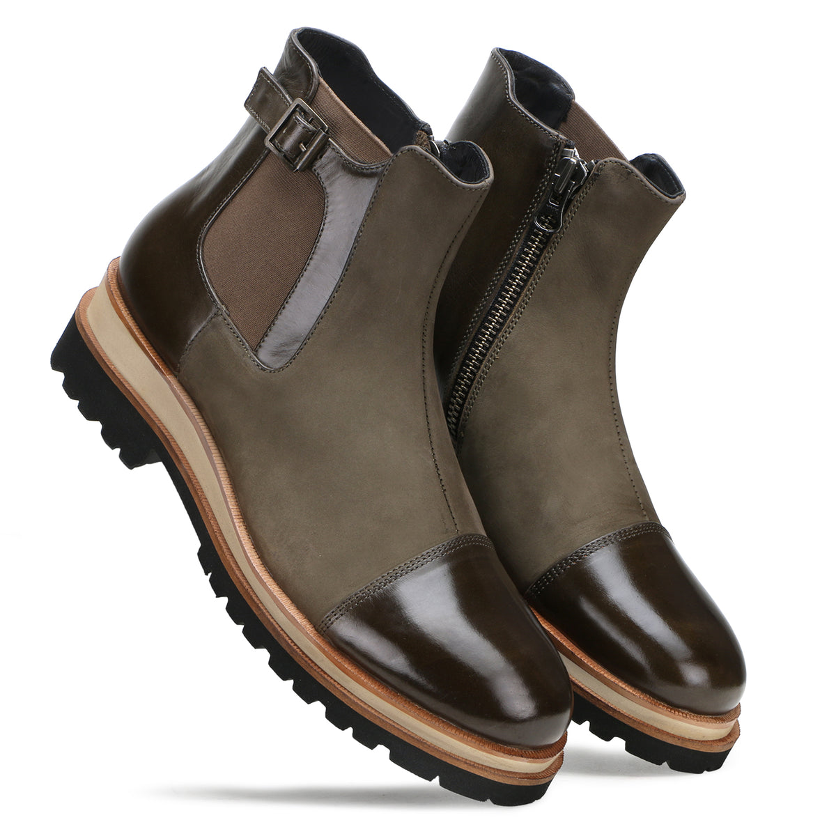 Maurice Zipper Boots in Olive - men's leather shoes, view 1
