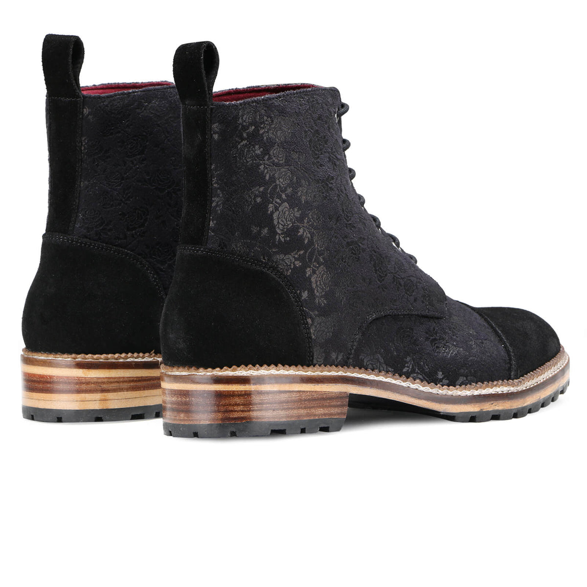 Jose Printed Laceup Boots - Black With Suede / sale