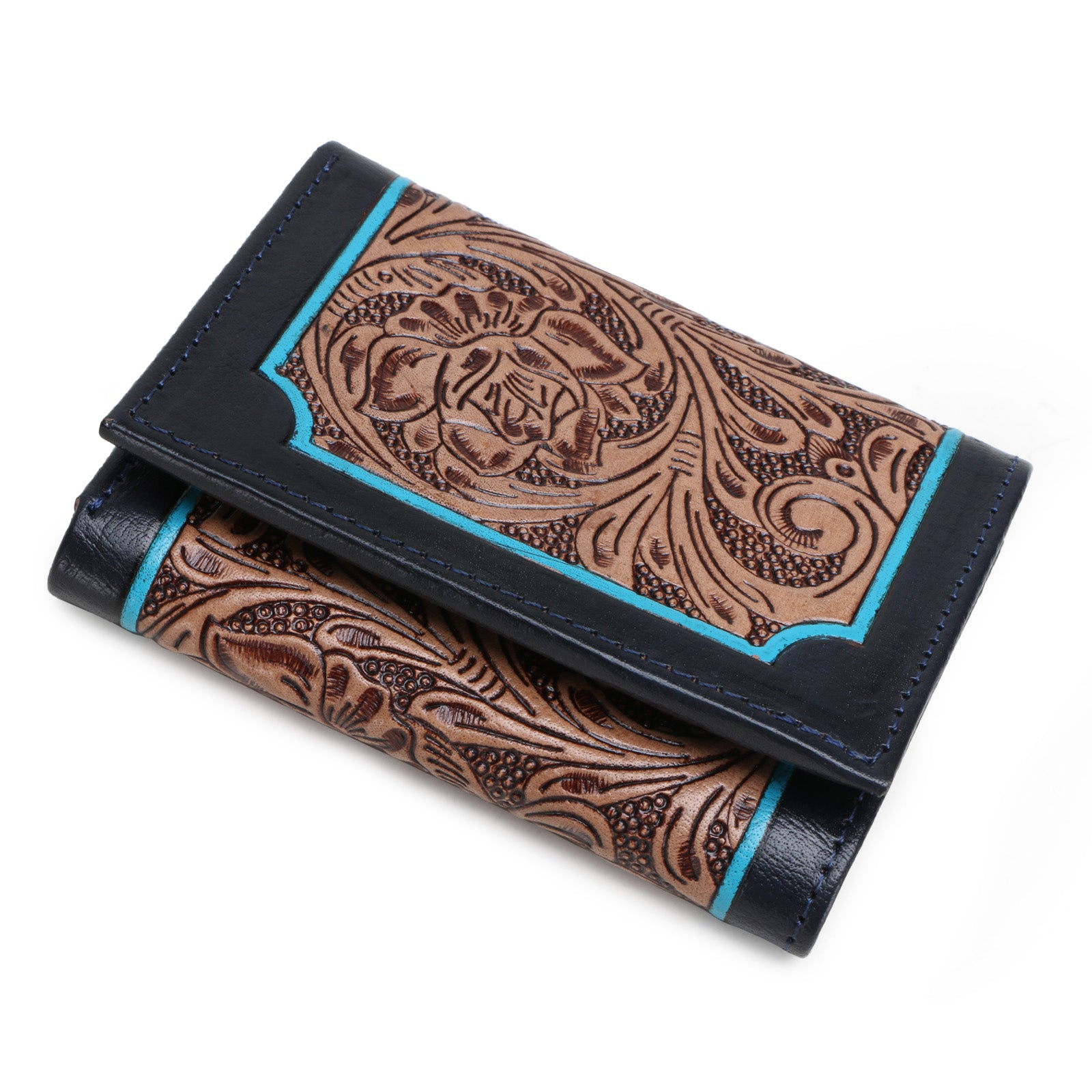 The ZURICH Hand-Tooled Leather Tri-Fold Wallet