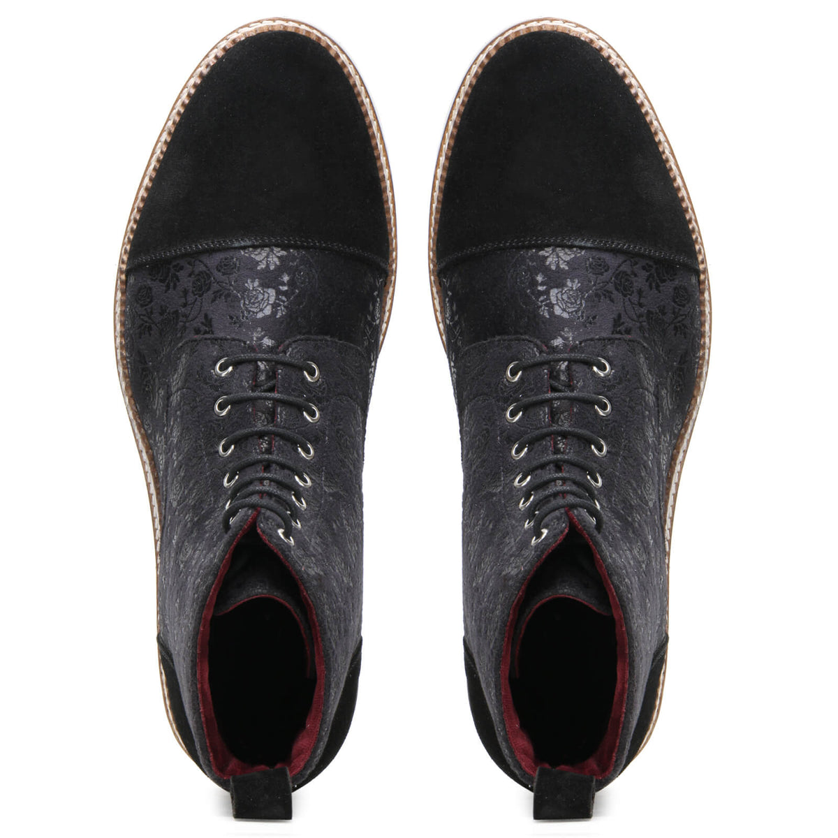 Jose Printed Laceup Boots - Black With Suede / sale