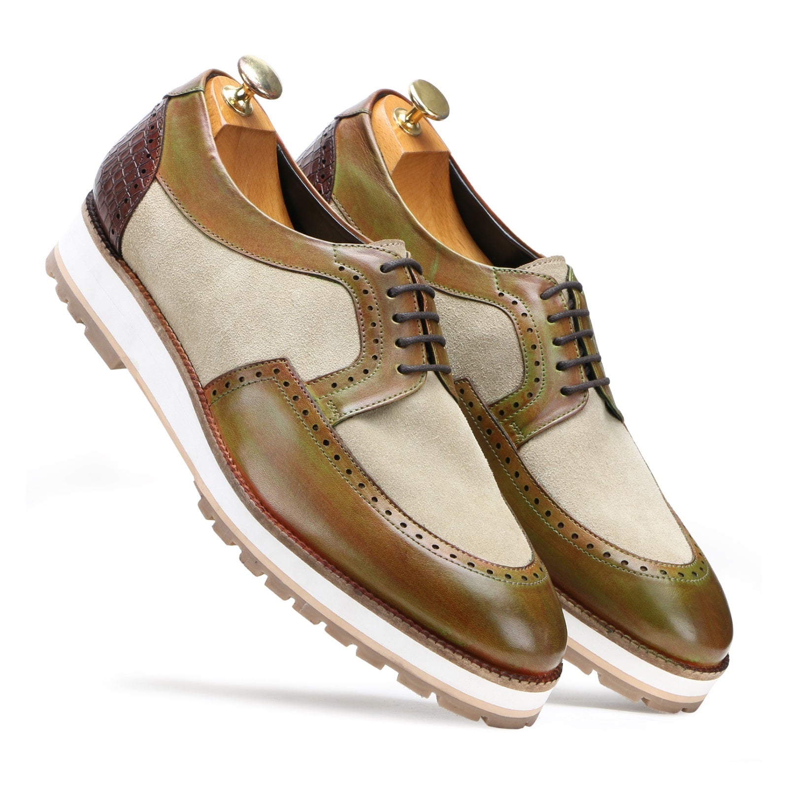 Stefano Designer Derby Shoes in olive