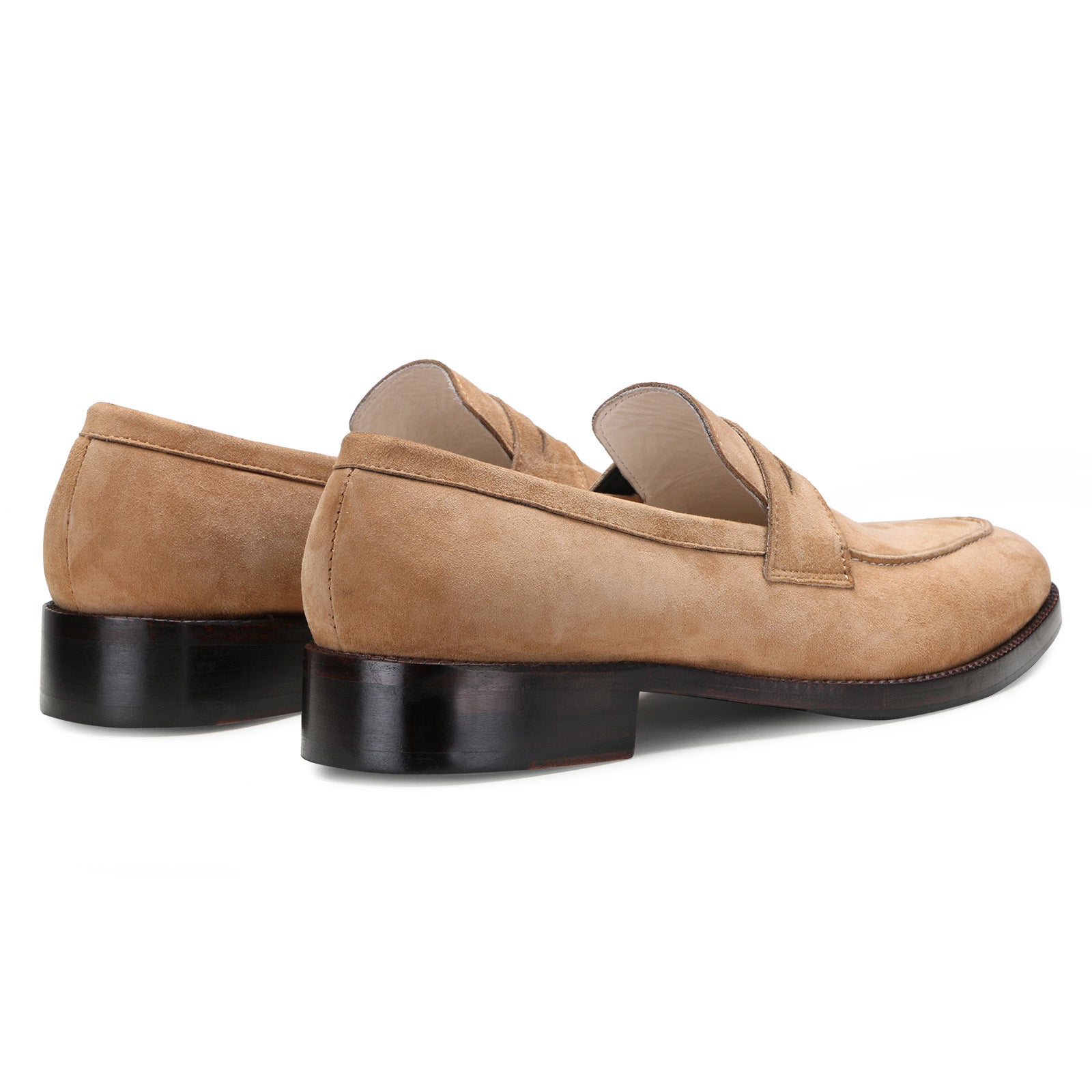 Stravon Penny Loafers in Beige Suede