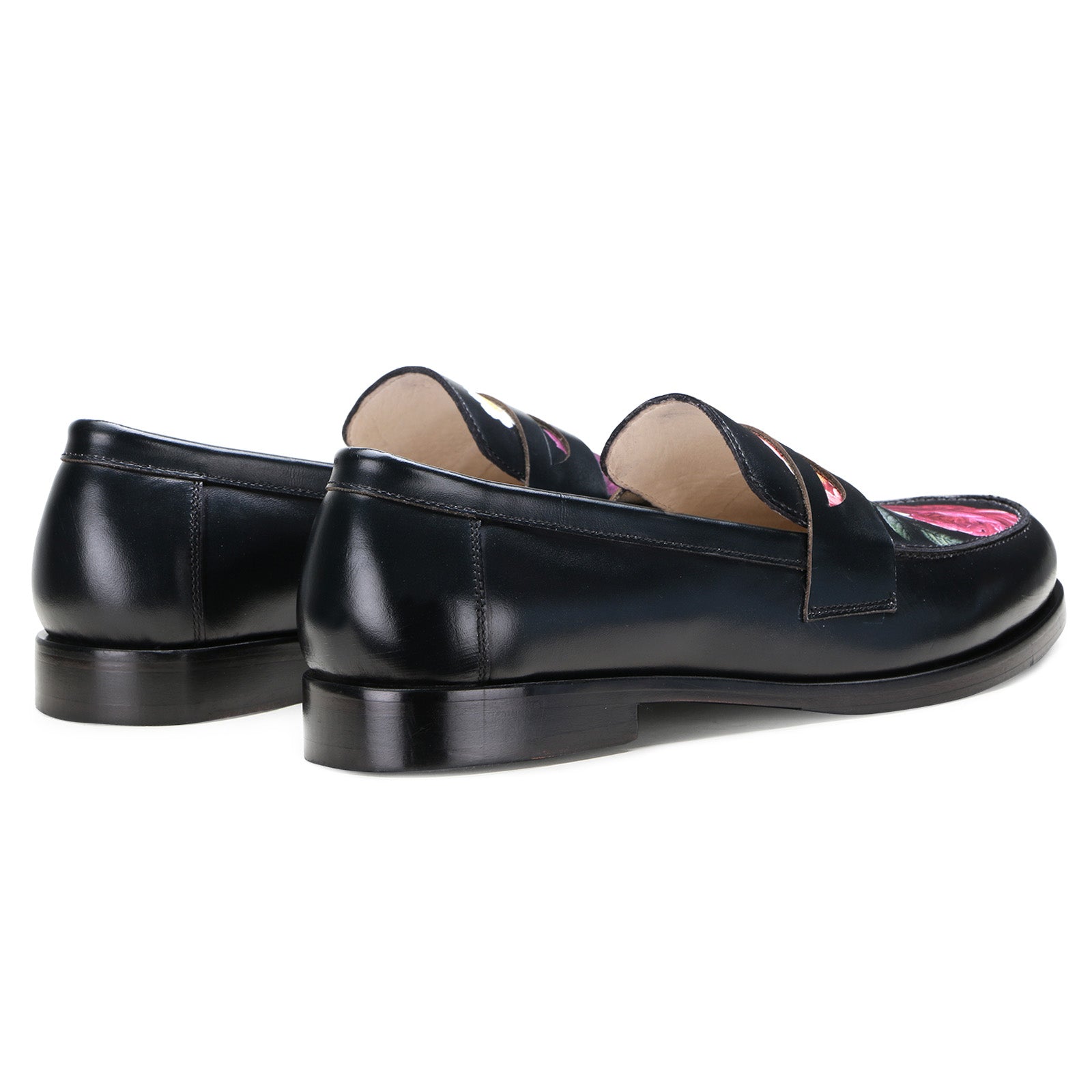 Floral Printed Loafers in Black