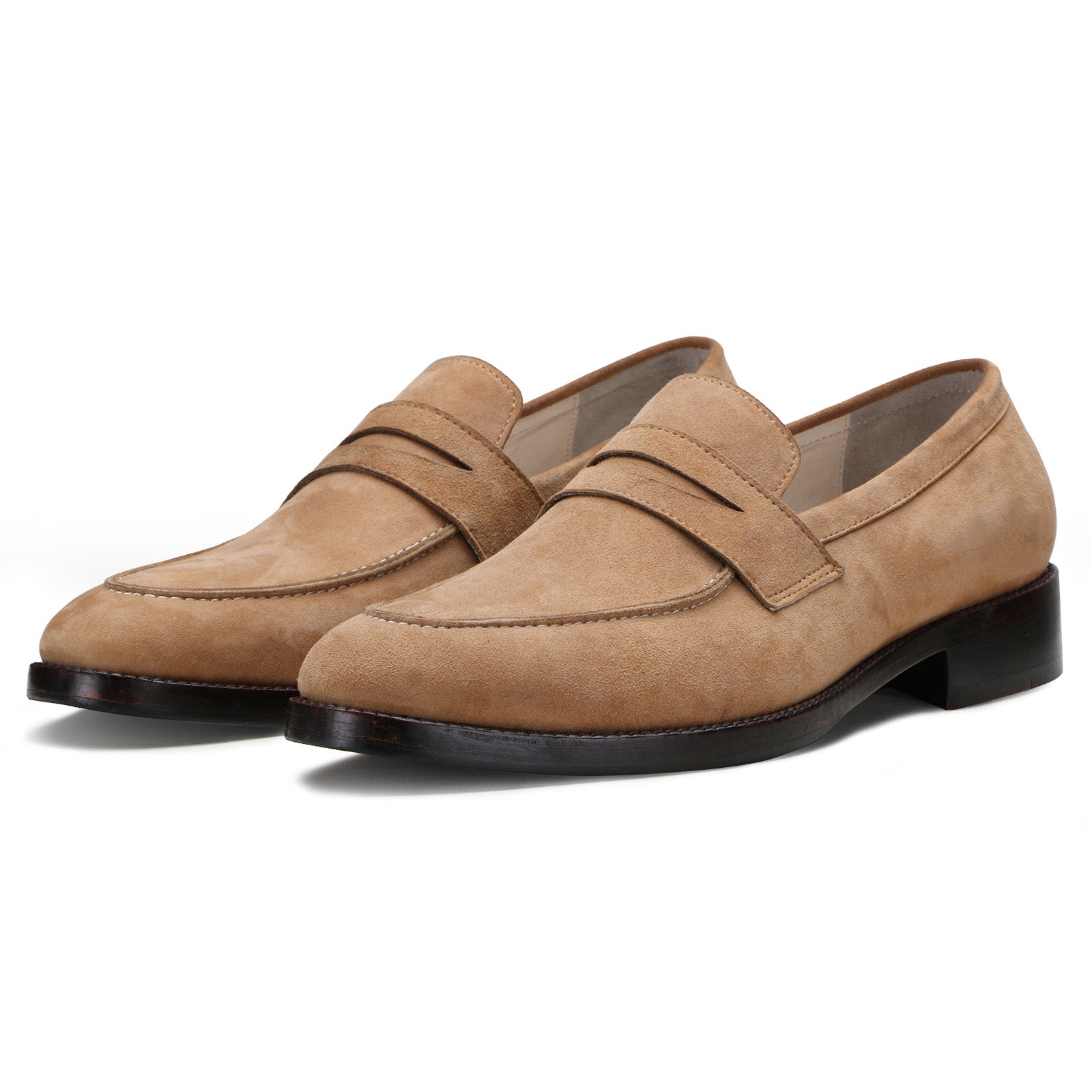 Stravon Penny Loafers in Beige Suede