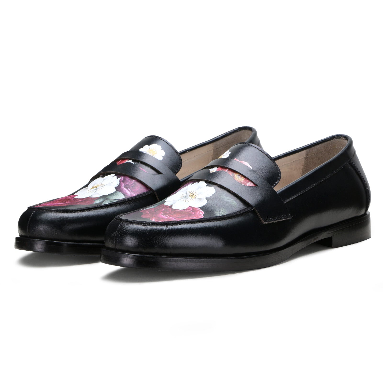 Floral Printed Loafers in Black