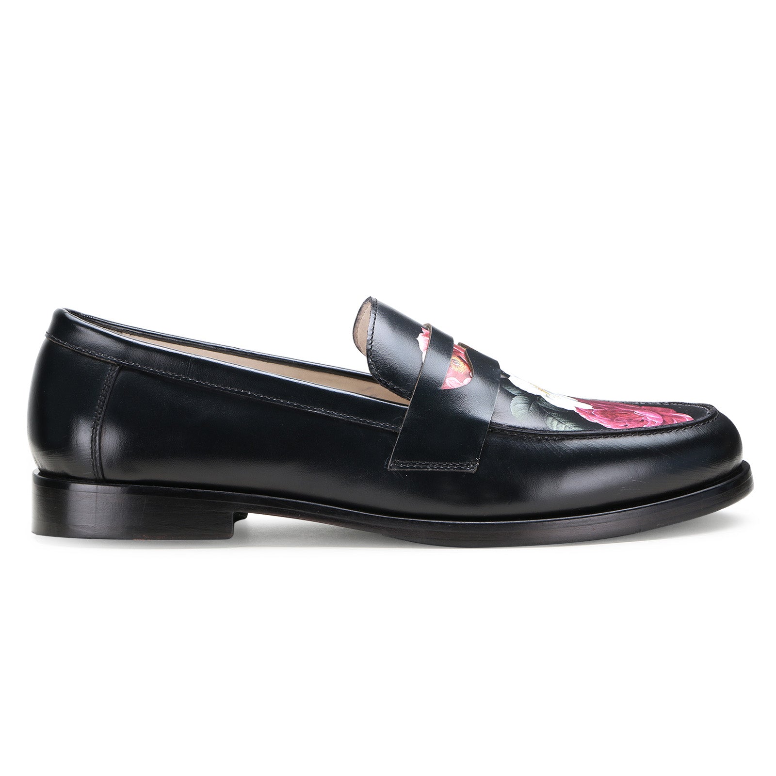 Floral Printed Loafers in Black