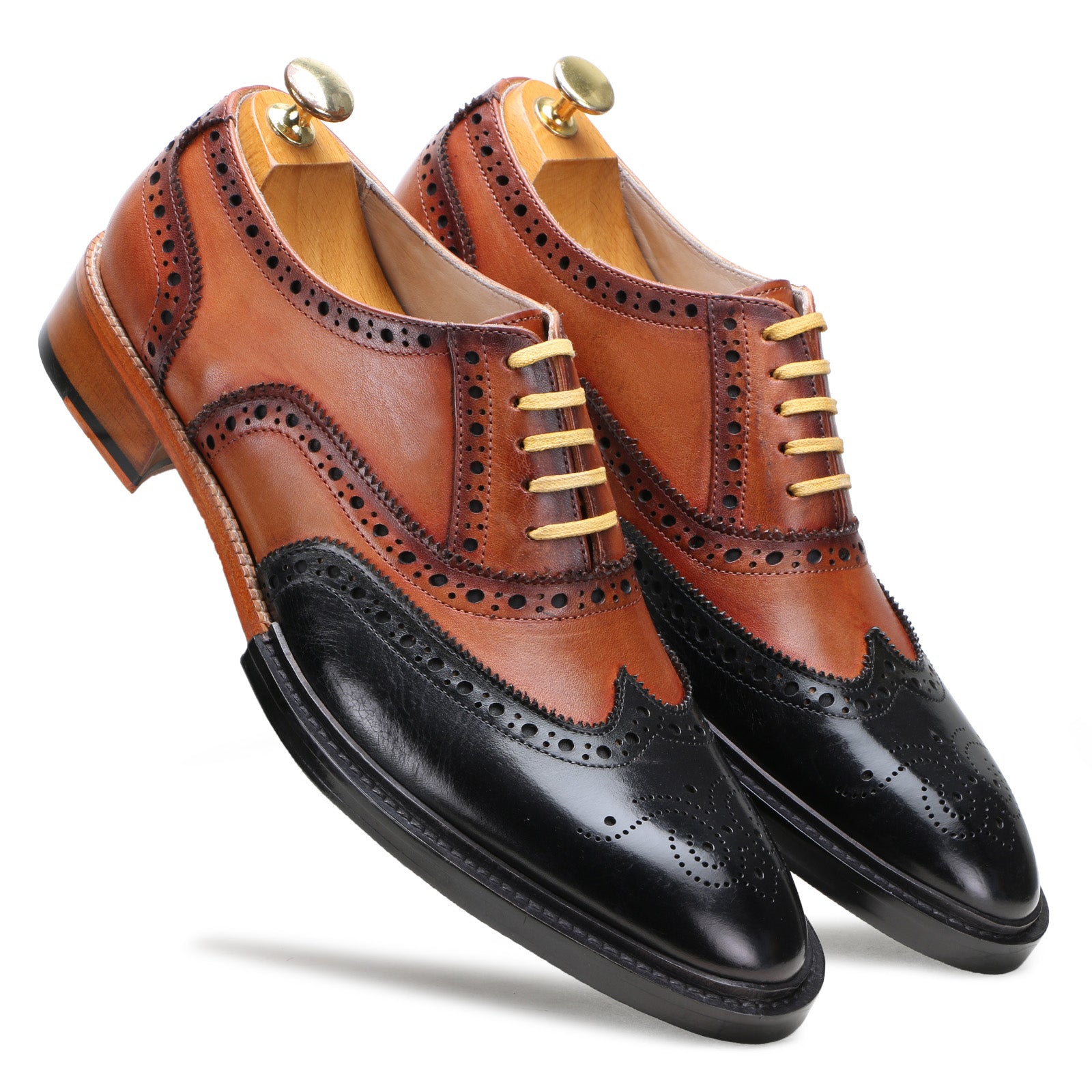 Escaro Royale Elan  Leather shoes Black Tan for Men