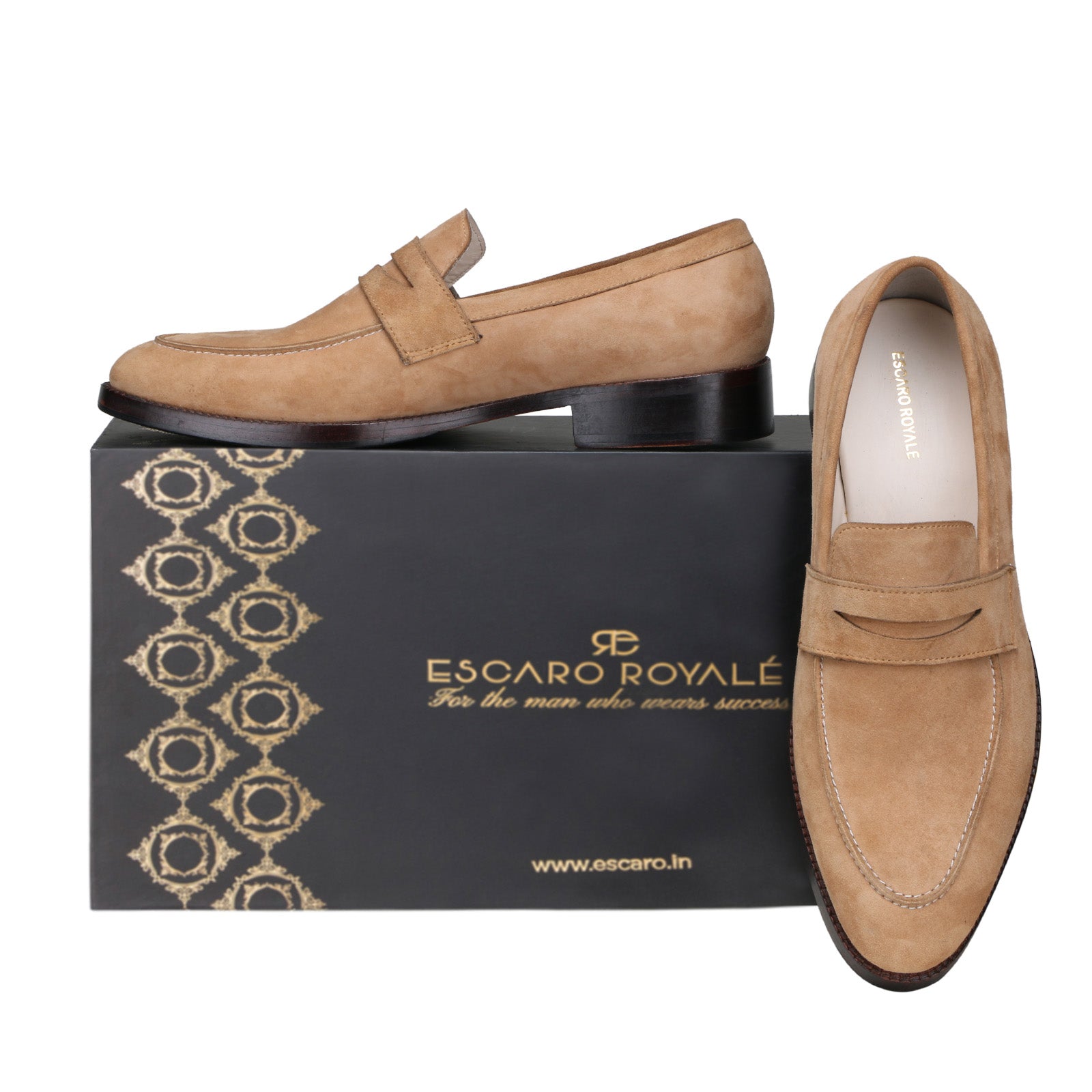 Stravon Penny Loafers in Beige Suede