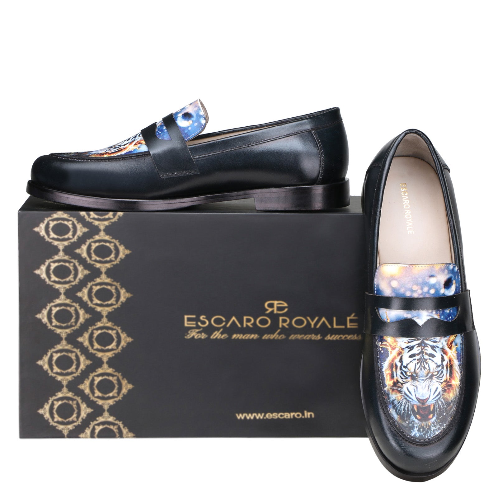 Tigris Printed Loafers in Black