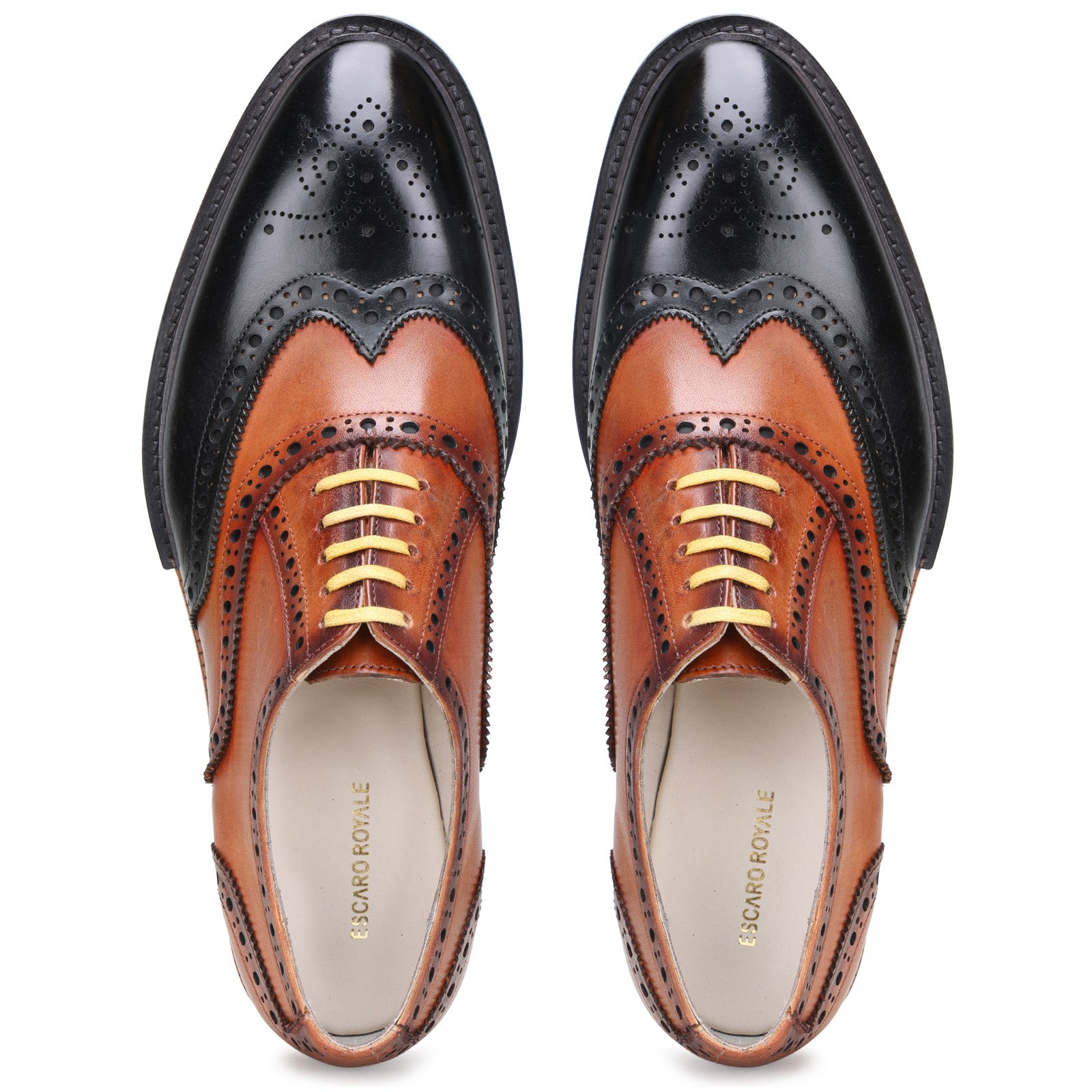 Escaro Royale Elan  Leather shoes Black Tan for Men