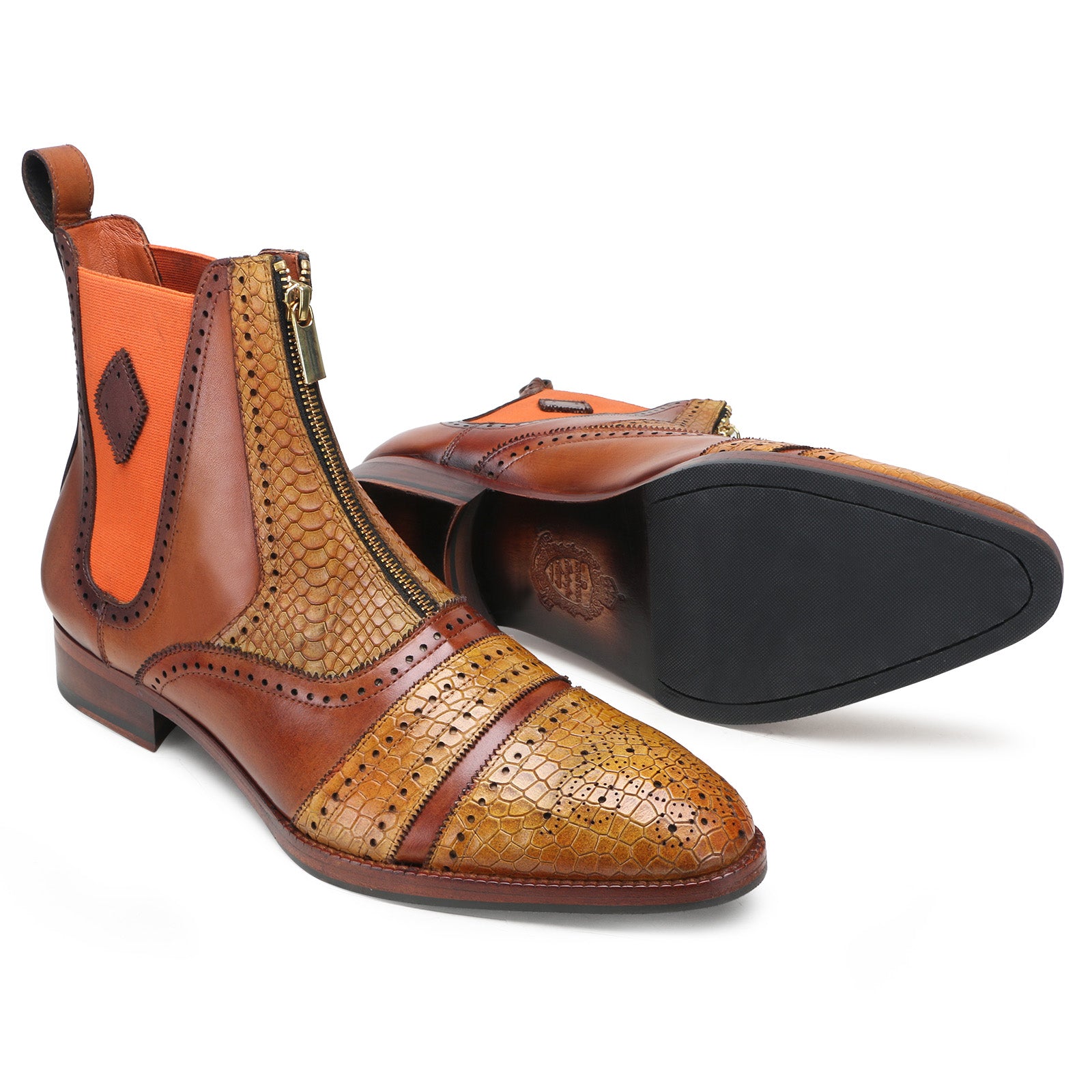 Antonio Zipper Boots in Tan