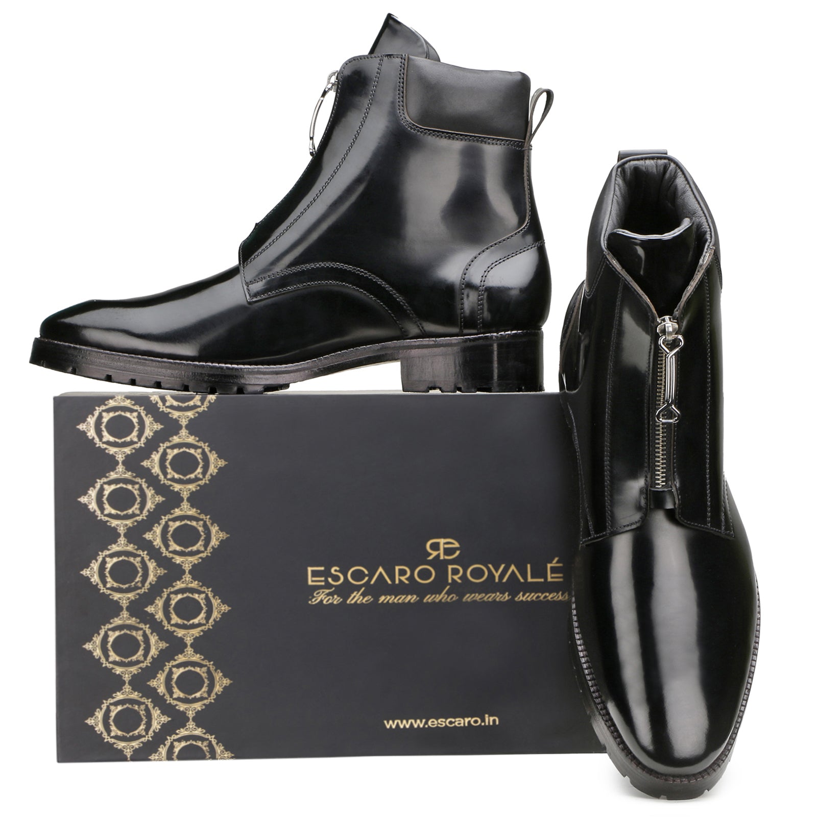 Filippo Zipper Boots  Black Leather