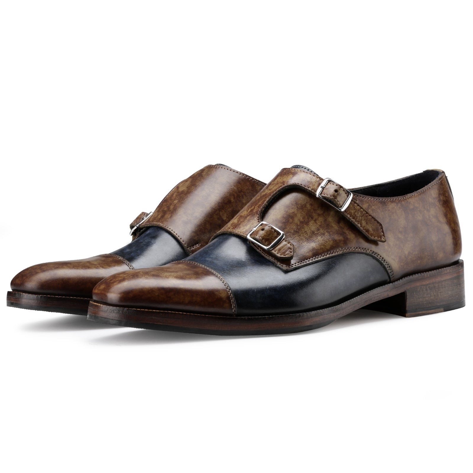 The Pizzaro Designer Double Monk in Blue Tan